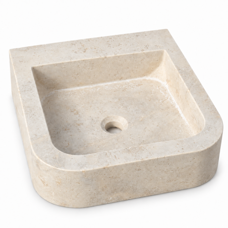 Vasque à poser Travertin Beige - 40x45x10cm - Bord arrondi -