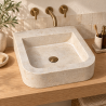 Vasque à poser Travertin Beige - 40x45x10cm - Bord arrondi -