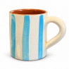 Mug Artisanale - Emaillé - ≈ Ø9x10cm - Rayure Bleu Ciel -