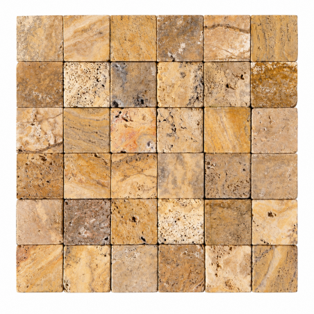 Faïence Travertin Rouille - 10 x 10 cm - Épaisseur 10mm - Vieillie - 1er choix Scabos -