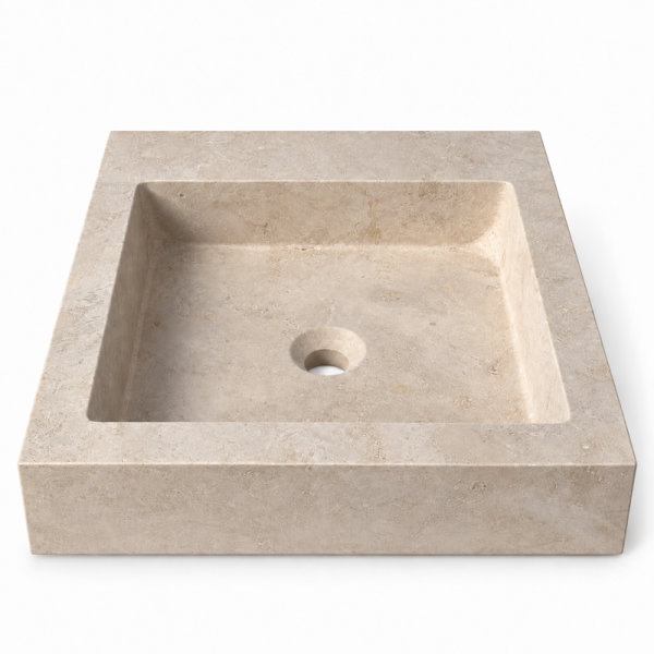 Vasque à poser Travertin Beige - 40x45x10cm - Bord droit -