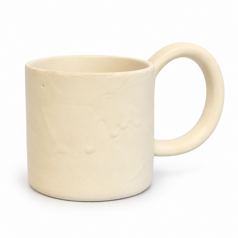 Mug Artisanale - Emaillé - ≈ Ø9x10cm - Uni Blanc -