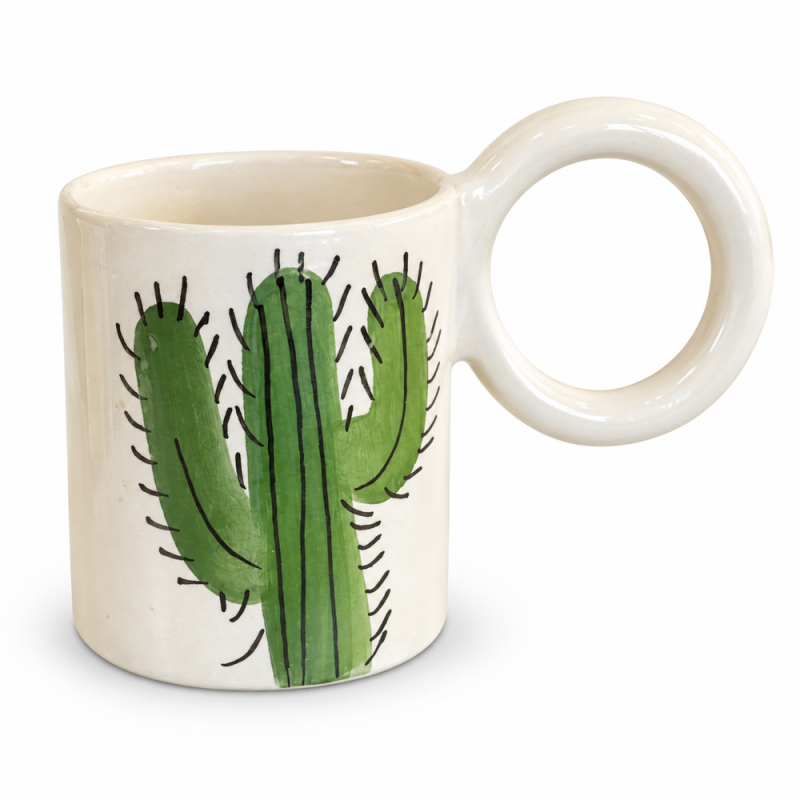Mug Artisanale - Emaillé - ≈ Ø9x10cm - Cactus -