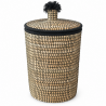 Panière artisanale - Doum - ≈d40x60cm - Couvercle Noir -
