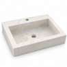 Vasque à poser Travertin Beige - 50x40x10cm - Lisse - Bord droit -