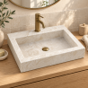 Vasque à poser Travertin Beige - 50x40x10cm - Lisse - Bord droit -