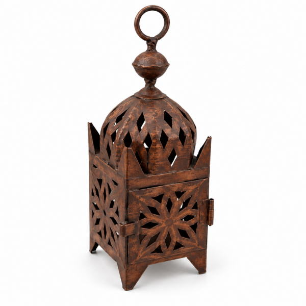 Lanterne Artisanale en Tôle - Fnar - ≈7x7cm - Hauteur 20cm -