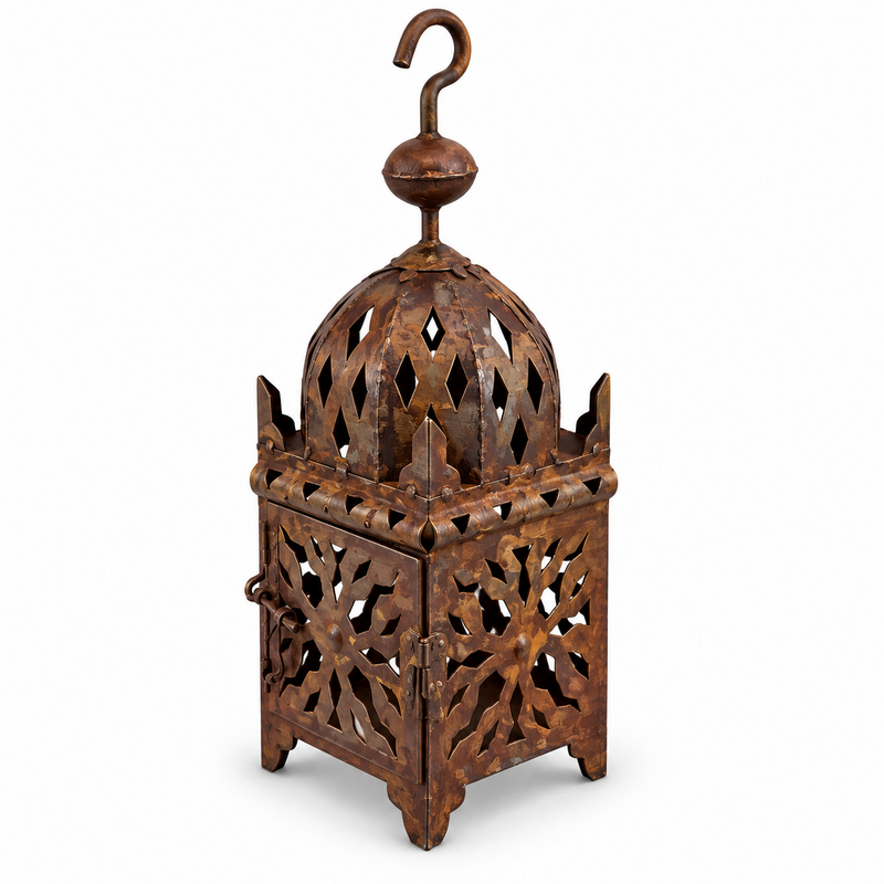 Lanterne Artisanale en Tôle - Fnar - ≈10x10cm - Hauteur 30cm -