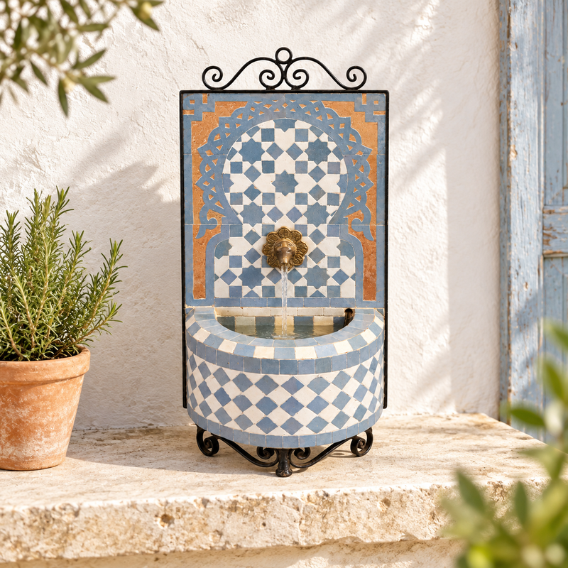 Mini Fontaine Zellige - II - 40x23cm - Pompe + Crachoir -