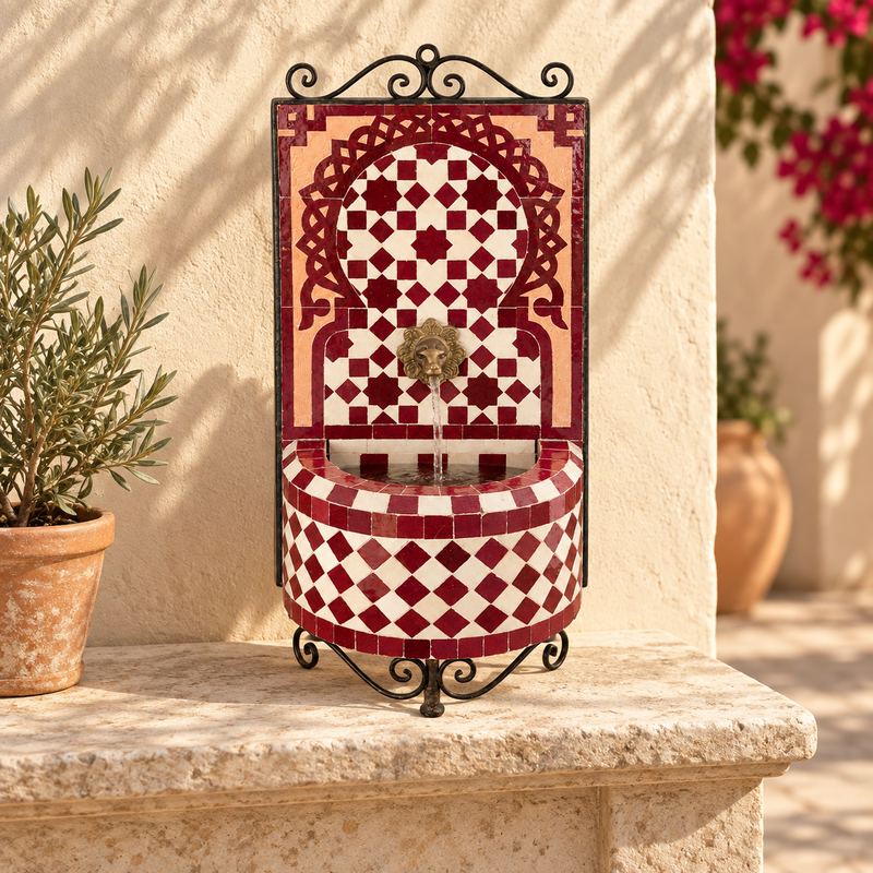 Mini Fontaine Zellige - V - 40x23cm - Pompe + Crachoir -