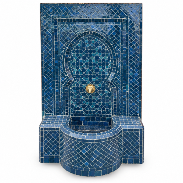 Fontaine Zellige - Aladin - Bleu Glaz - 100x60cm - Pompe & Crachoir Laiton -