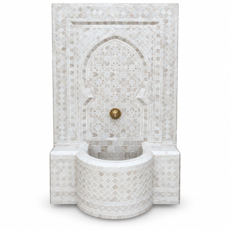 Fontaine Zellige - Aladin - Vert Beige & Blanche - 100x60cm - Pompe & Crachoir Laiton -