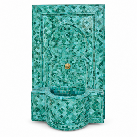 Fontaine Zellige - Aladin - Vert Siam - 120x80cm - Pompe & Crachoir Laiton -