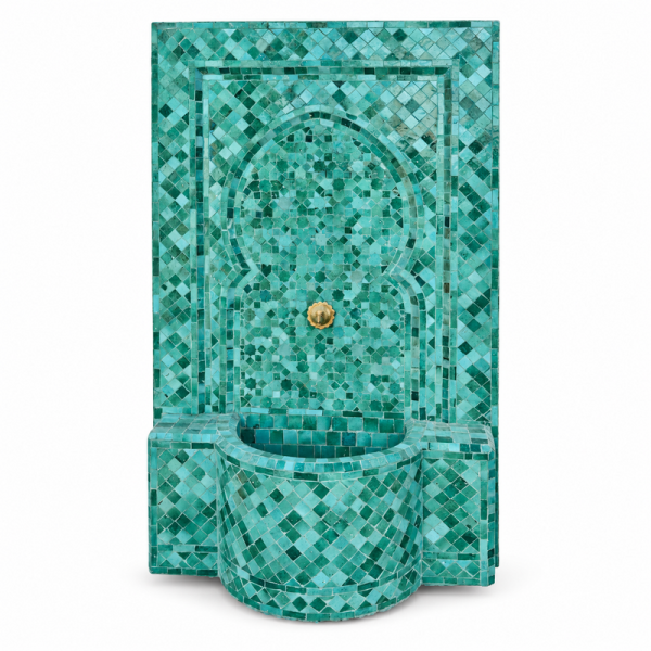 Fontaine Zellige - Aladin - Vert Siam - 120x80cm - Pompe & Crachoir Laiton -