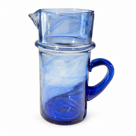Carafe en verre - Beldi - ≈ d10x20cm - Bleue -