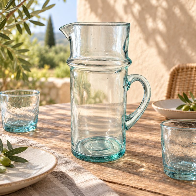 Carafe en verre - Beldi - ≈ d10x20cm - Blanche -