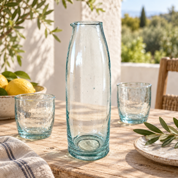 Carafe en verre - New - ≈ d8x23cm - Blanche -