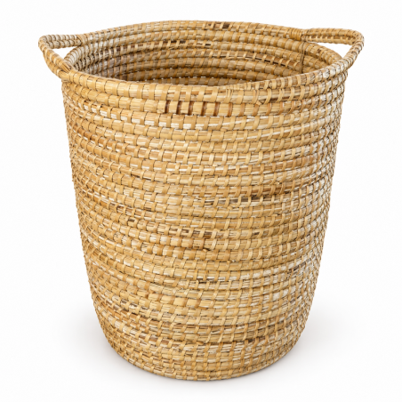 Panière artisanale - Doum - ≈d40x50cm - Poignée Naturel -