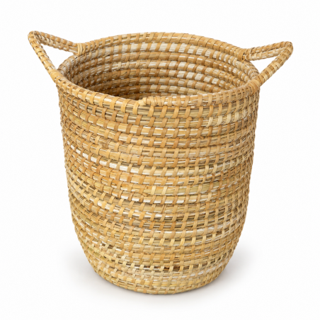 Panière artisanale - Doum - ≈d35x40cm - Poignée Naturel -