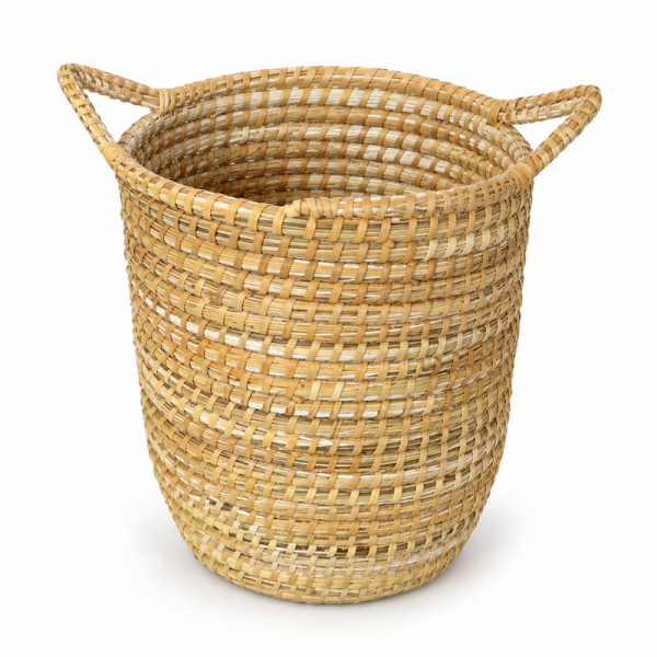 Panière artisanale - Doum - ≈d35x40cm - Poignée Naturel -