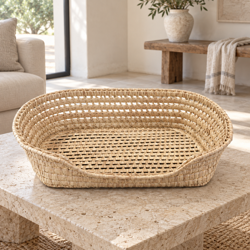 Panier artisanal - Doum - ≈65x45x18cm - Oasis - M -