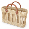Panier artisanal - Osier & Cuir - ≈40x15x25cm - Ciro II - M -