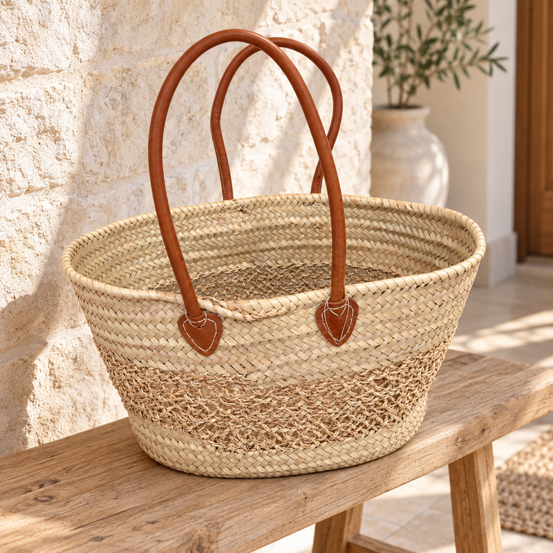 Panier artisanal - Osier - ≈50x25x30cm - Jean -