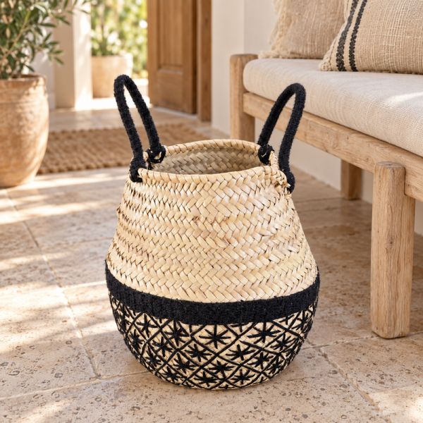 Panier artisanal - Osier - ≈d30x35cm - Tanjia -