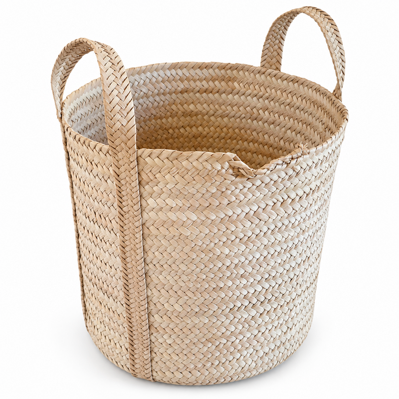 Panière artisanale - Doum - ≈d35x35cm - Ceinture - M -