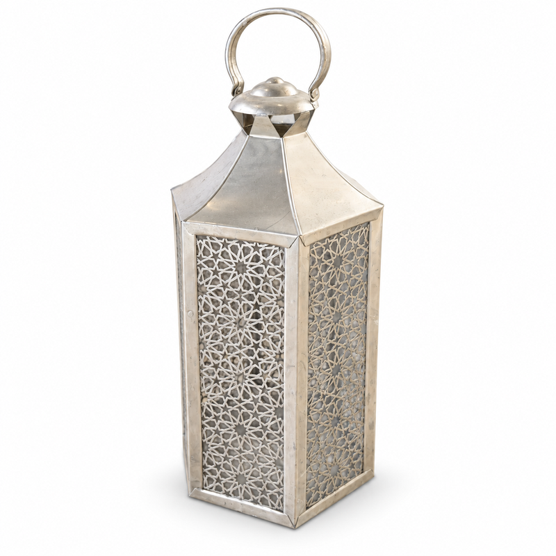 Lanterne Artisanale en Maillechort - Fèsi - ≈ 22x22cm - Hauteur 50cm -
