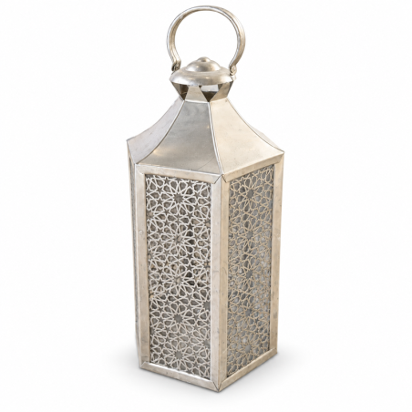 Lanterne Artisanale en Maillechort - Fèsi - ≈ 22x22cm - Hauteur 50cm -