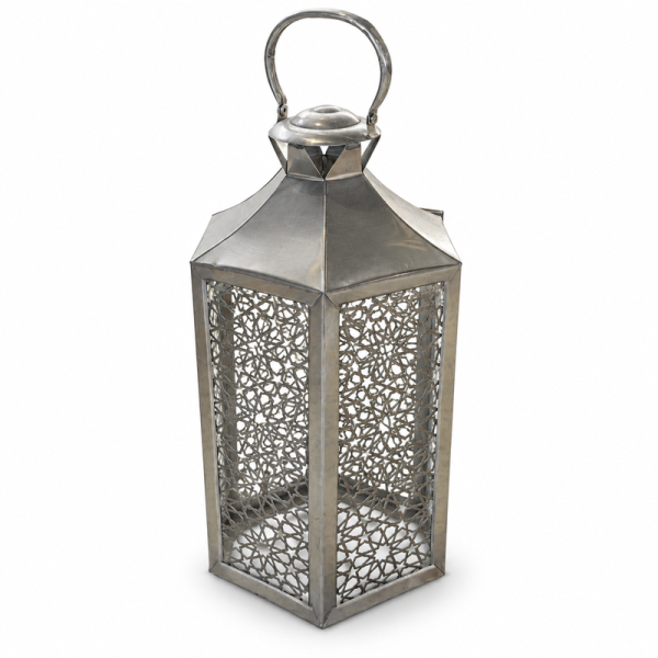 Lanterne Artisanale en Maillechort - Fèsi - ≈ 20x20cm - Hauteur 40cm -