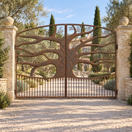 Portail en Fer Forgé Arbre Géant – 2 Battants 6 m - Hauteur 4 m -