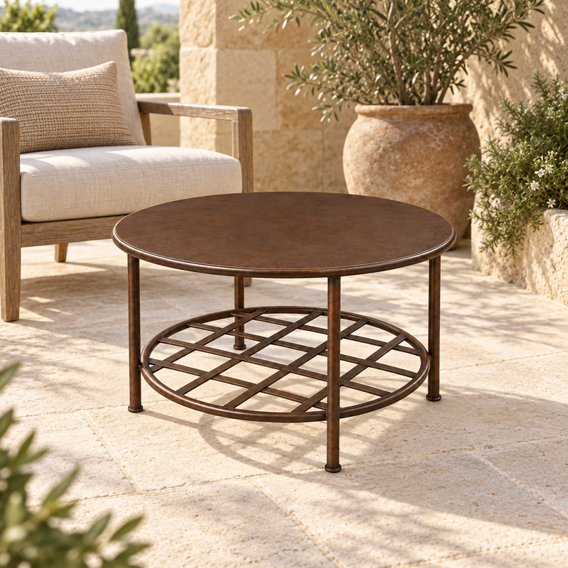 Table Basse - Métal - Repose livre - ⌀70x45cm -