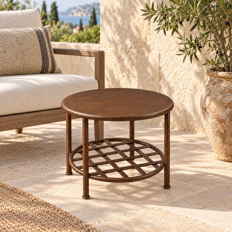 Table Basse - Métal - Repose livre - ⌀ 50cm - Hauteur 45cm -