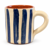 Mug Artisanale - Emaillé - ≈ Ø9x10cm - Rayure Bleu Marine -