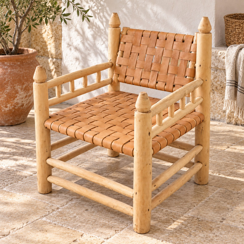 Fauteuil - Bohème - Cuir - 1 place - Travaillé -