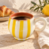 Mug Artisanal - Emaillé - ≈ Ø9x10cm - Ballon Rayure Jaune -