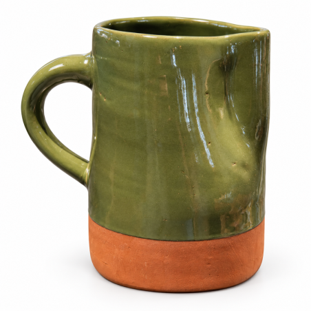 Pichet en terre cuite - ≈ d11x16cm - Vert -