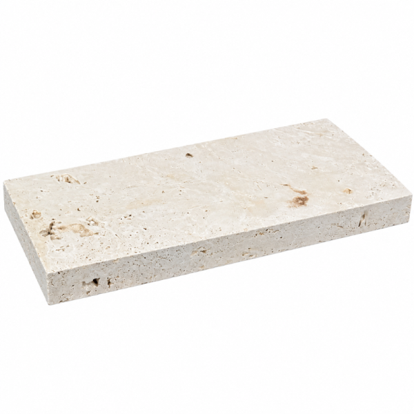 Dessus de Mur en Travertin Beige - Choix Commercial - 61 x 30,5 x 5 cm - Bord Droit -