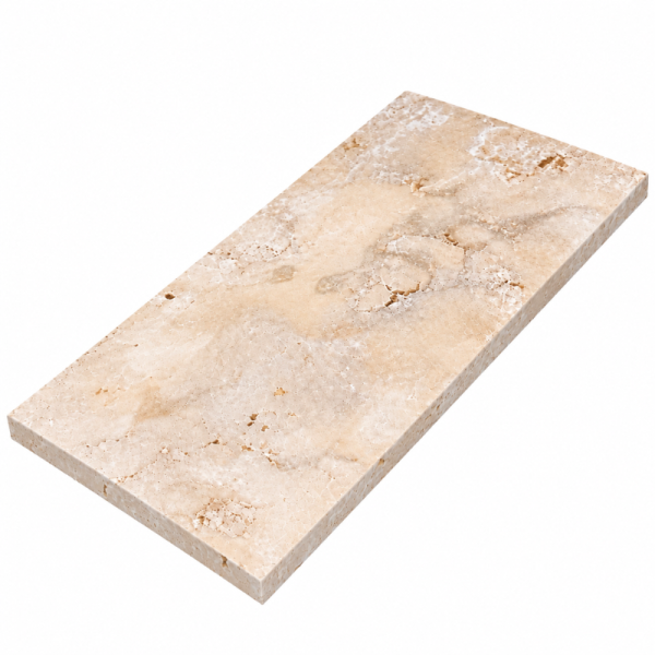 Dessus de Mur en Travertin Beige - 1er Choix Mix - 61 x 30,5 x 3 cm - Bord Droit -