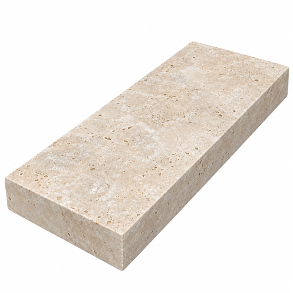 Dessus de Mur en Travertin Beige Vieilli - 1er Choix Mix - 50 x 20 x 5 cm - Bord Droit -