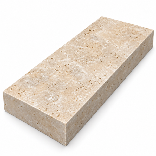 Dessus de Mur en Travertin Beige Vieilli - 1er Choix Mix - 50 x 20 x 7 cm - Bord Droit -