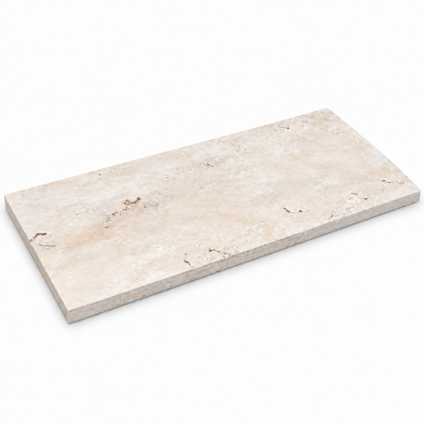 Dessus de Mur en Travertin Beige - 1er Choix Light Mix - 61 x 30,5 x 3 cm - Bord Droit -