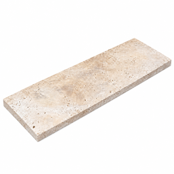Dessus de Mur en Travertin Beige - 1er Choix Mix - 100 x 30,5 x 3 cm - Bord Droit -