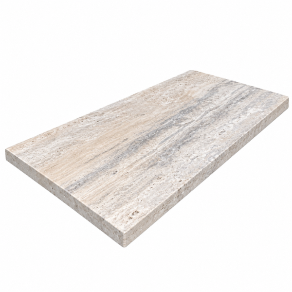 Dessus de Mur en Travertin Silver - 61 x 30,5 x 3 cm - Bord Droit -