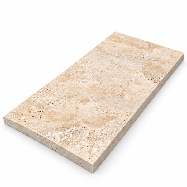 Dessus de Mur en Travertin Noce - 61 x 30,5 x 3 cm - Bord Droit -