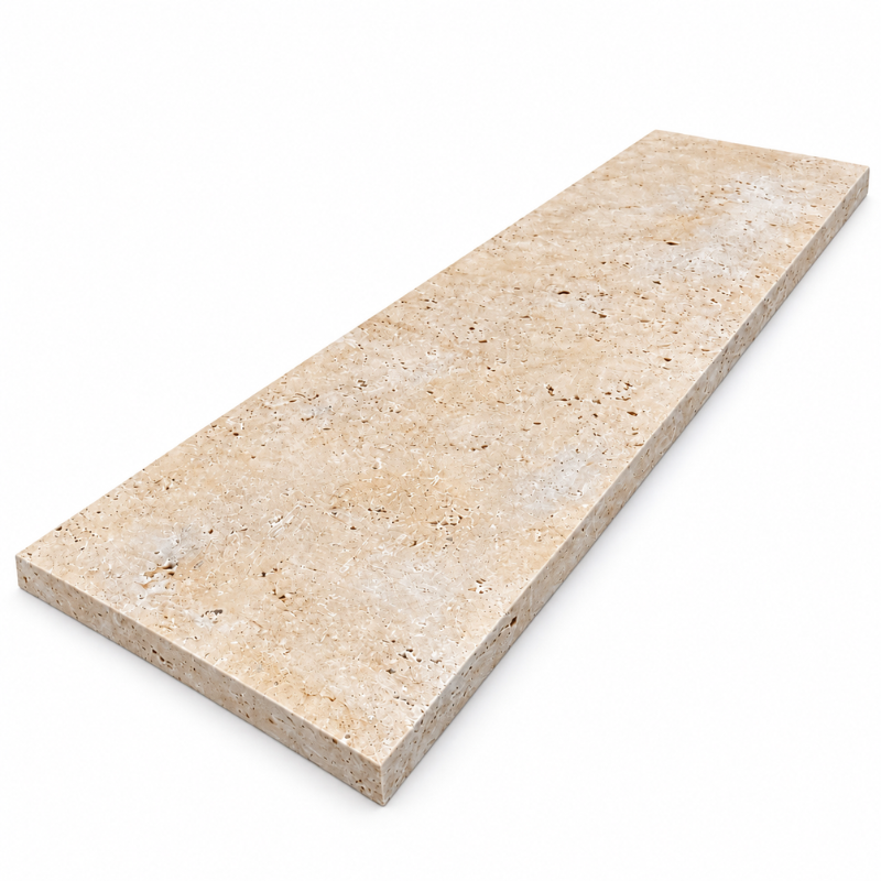 Margelle de piscine en travertin Premier Choix Mix Beige 120 x 30,5 x 3 cm - Bord droit -