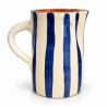 Pichet en terre cuite - ≈ d11x16cm - Rayure Bleu Marine -