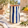 Pichet en terre cuite - ≈ d11x16cm - Rayure Bleu Marine -